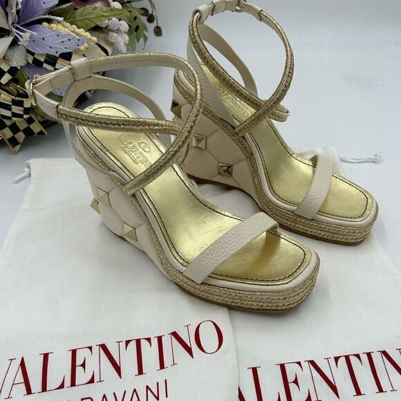 Valentino Garavani Shoes - Women’s Valentino Garavani Roman stud wedge sandals size 38.5 made in Italy